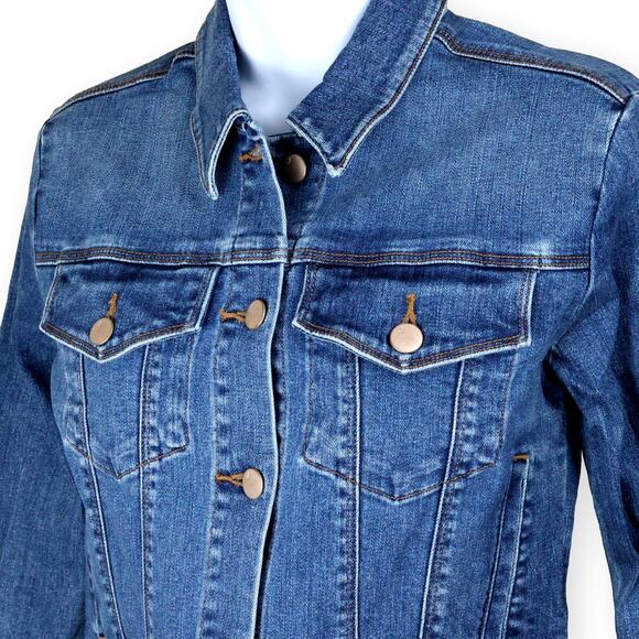 J Brand Harlow Shrunken Blue Denim Jacket XS NWOT - Picture 2 of 9